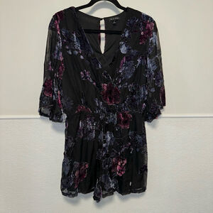 Women's AS U WISH Jumpsuit Romper, M, Black and Purple Shorts